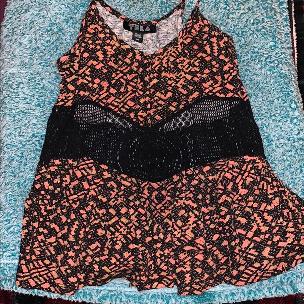 Allover Printed Blouse With Waist Lace Detail